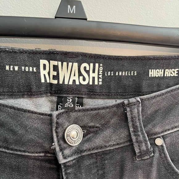 Rewash High-Rise Black Gray Distressed Stretch Cuffed Jean - Picture 2 of 4